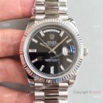 Rolex Day-Date II Watch Replica Stainless Steel Black Face Diamond Markers_th.jpg